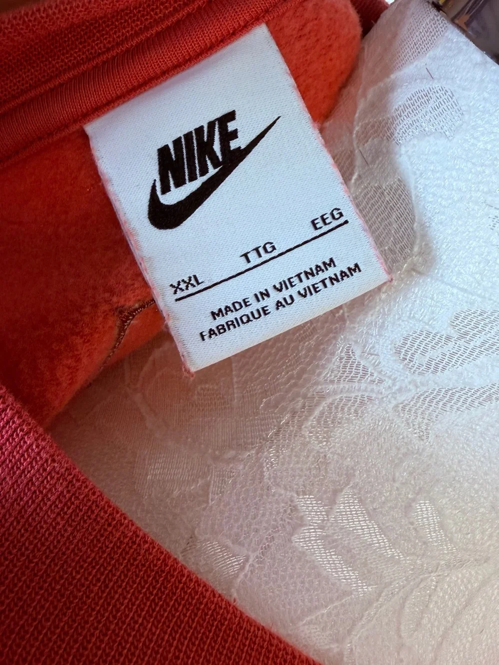 Nike Coral Pink Crewneck with White Swoosh and Black Logo